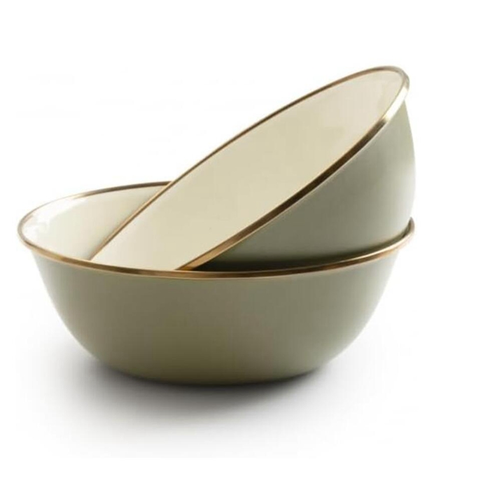 Enamel Mixing Bowl White Soup Basin for Fruit Salad Pasta Dinner