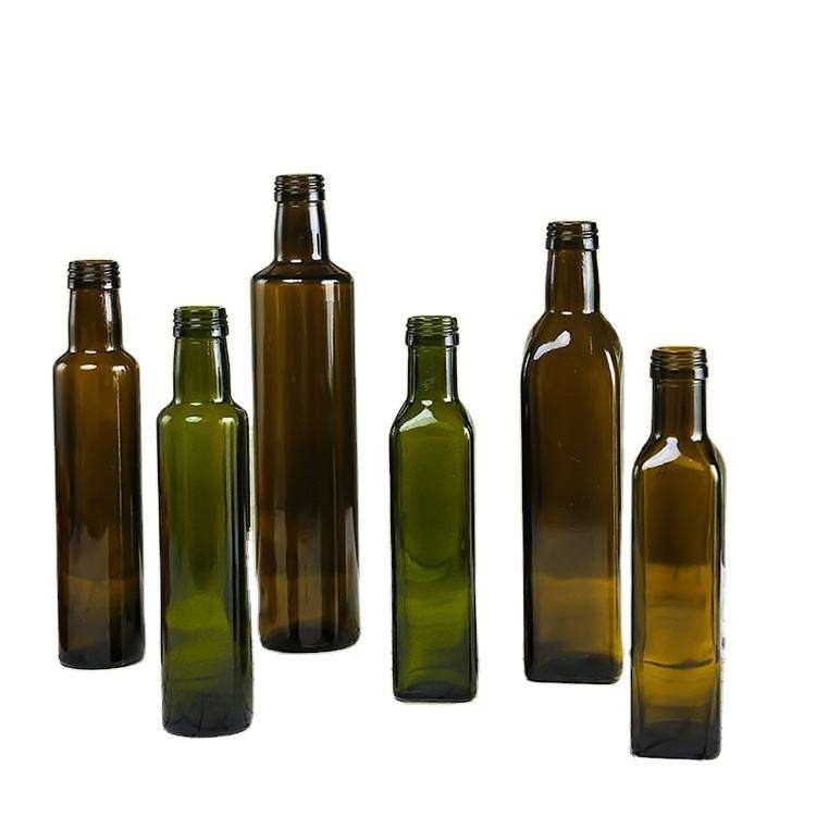 Hot Sell 250ml 500ml 750ml 1000ml Empty Transparency Square Cooking Oil Glass Bottle Olive Oil Bottles with Screw Cap