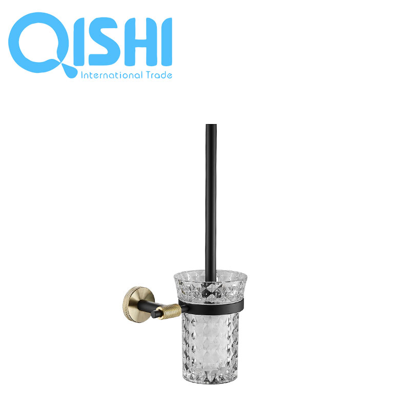 Gold and Black Home Hotel Ss 304 Bathroom Toilet Brush Holder