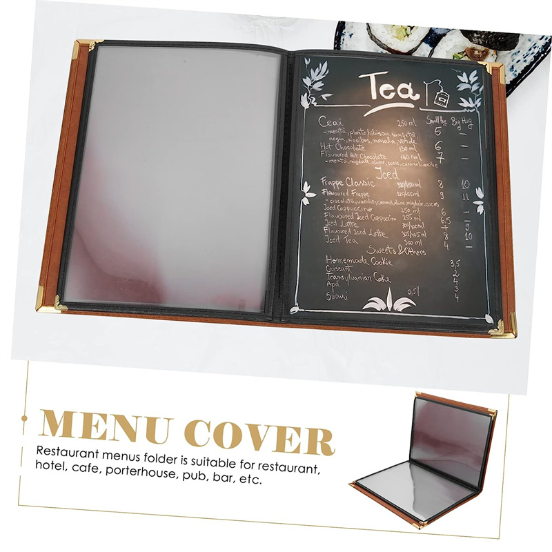 Restaurant Menu Holder Protector Transparent PVC Sleeves Bar Menu Cover Folder