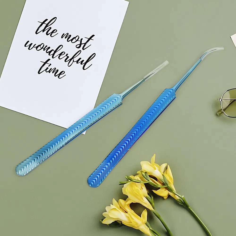 2 PCS Wholesale Stainless Steel Eyebrow Lash Tweezers Eyelashes Tweezer for Eyelash Extension Pointed Tip