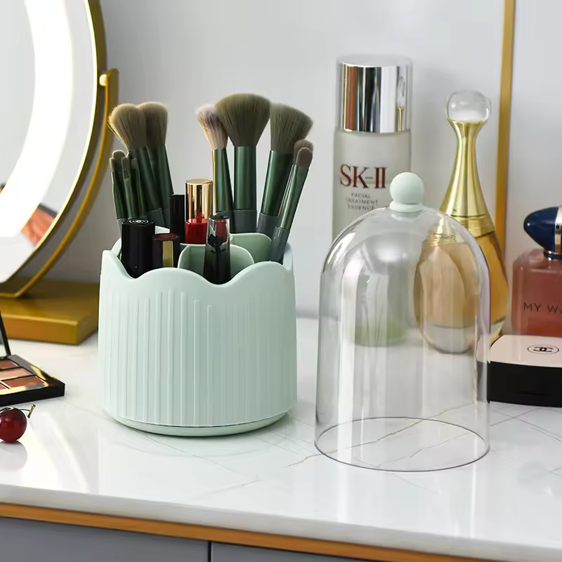 Rotating Dustproof Desktop Makeup Organizer Plastic Pen Holder for Lipstick Eyeshadow Eyeshadow Dressing Table Storage Tube