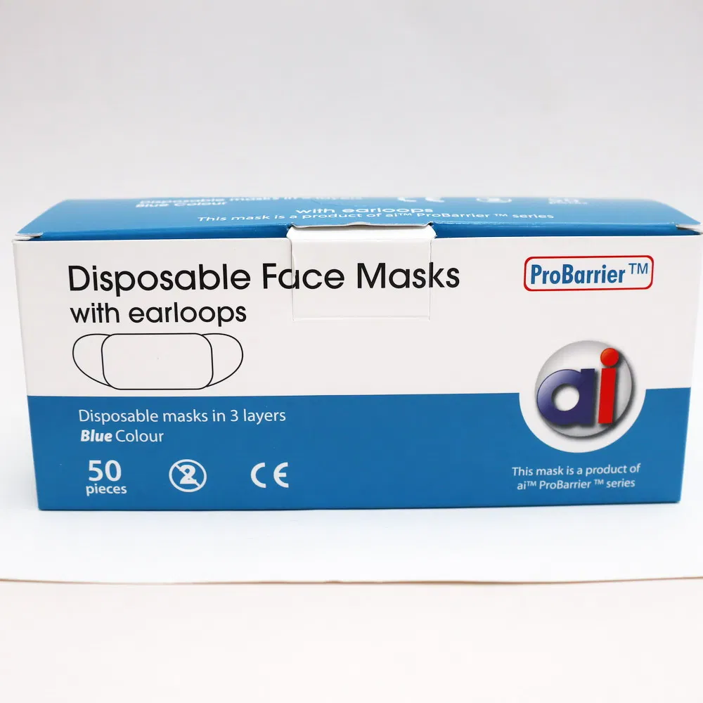 Type 1 Disposable 3 Layer Non-Woven Masks with Earloops