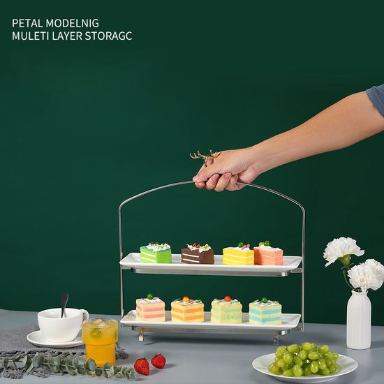 Two-Layer Afternoon Tea Dessert Display Rack Buffet Fruit Plate for Buffet Hotel Party Wedding