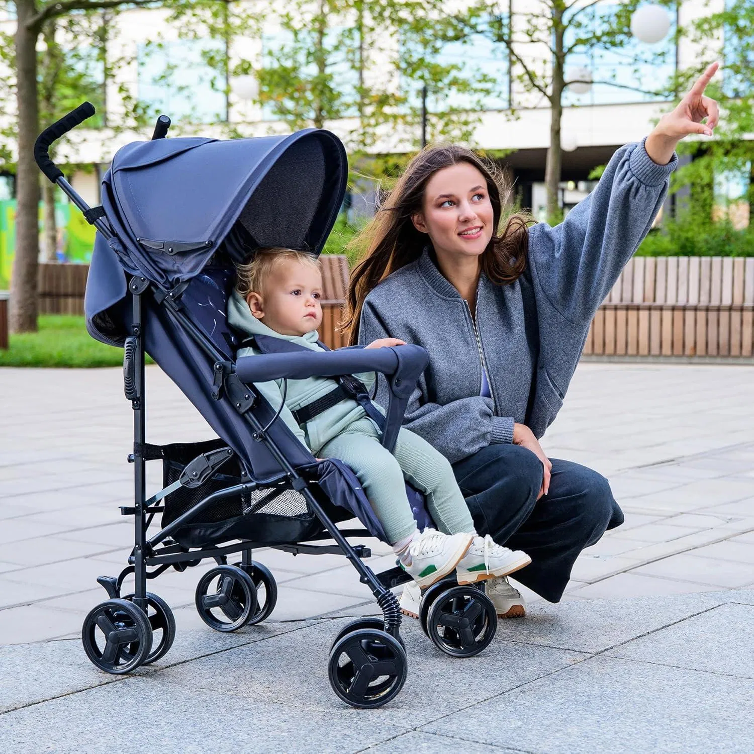 Manufacturer Wholesale Foldable Baby Carriage Baby Stroller Buggy 3 in 1 with Baby Carry Basket