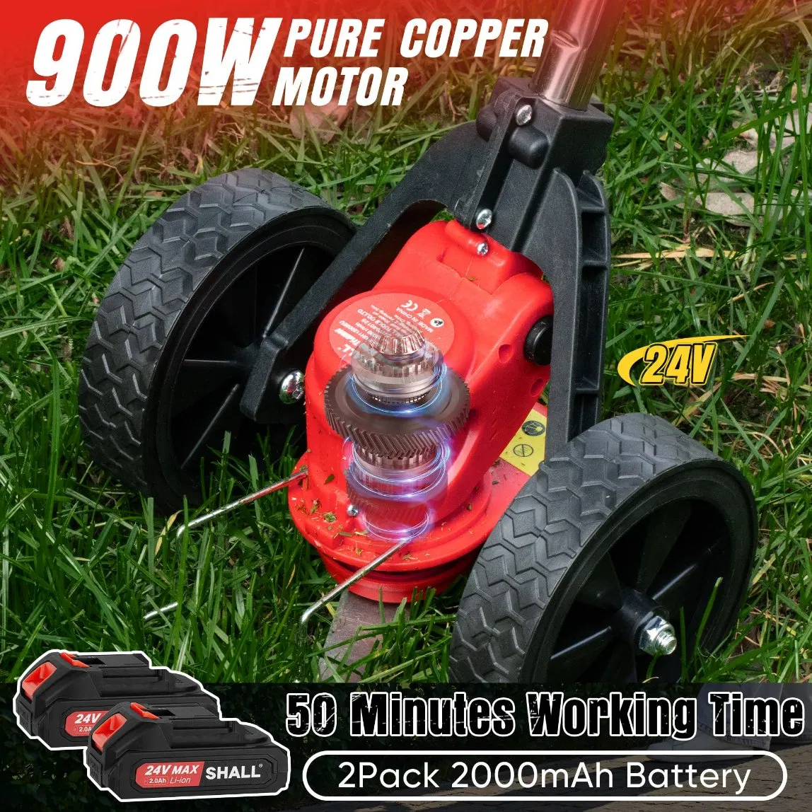 Walking Behind Push Grass Cutter Hand Held Types Lawn Mower 1800W with Wheel Engine Battery Operated on Rechargeable Battery 24V