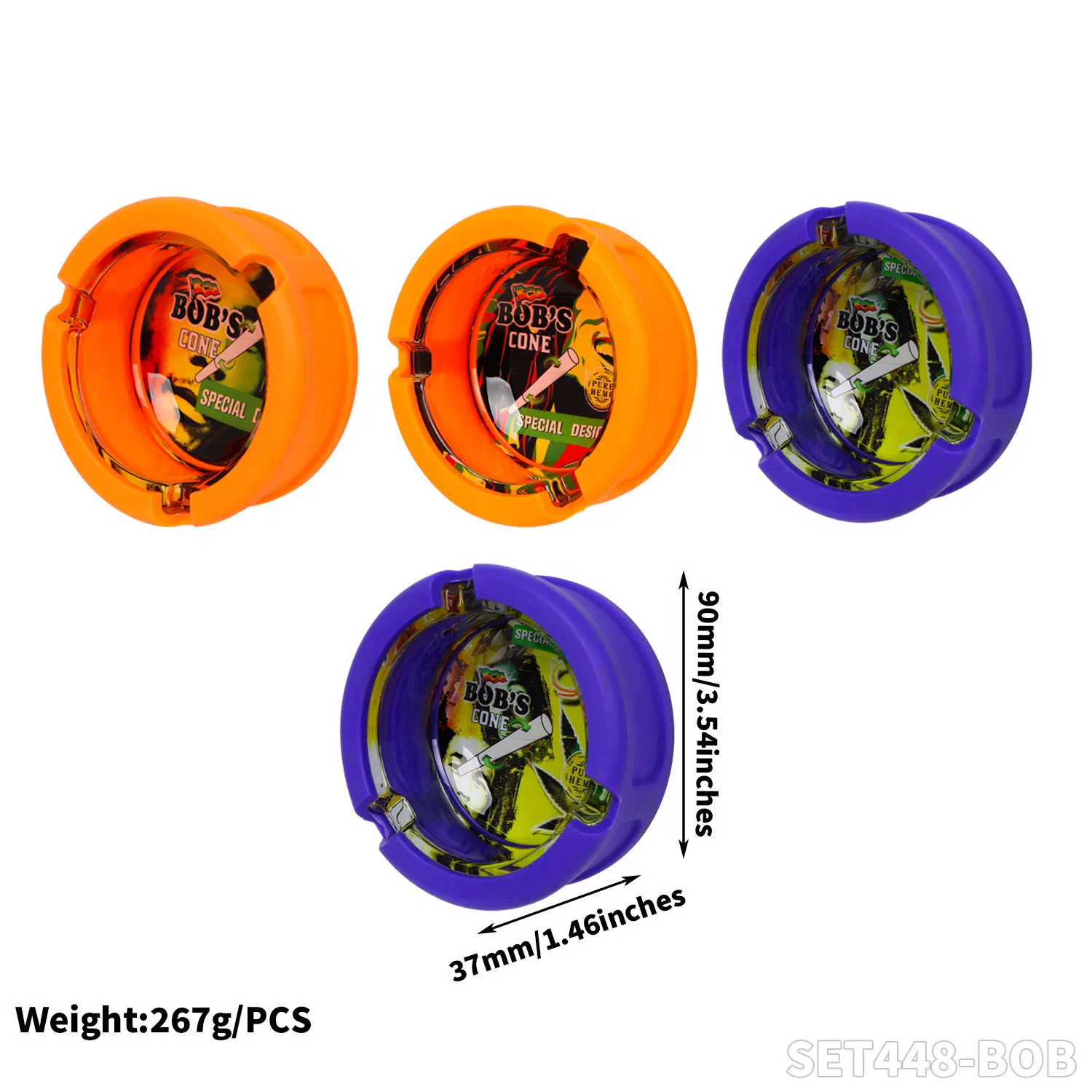 Hot Sale Rolling Tray 90*37mm Glass Ashtray Combination Set Wholesale 6 Mixes Smoking Set Ashtray