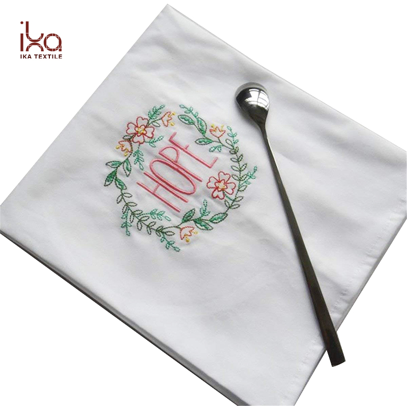 100% Cotton Embroidered Table Napkin White Cotton Table Napkins for Wedding Decoration