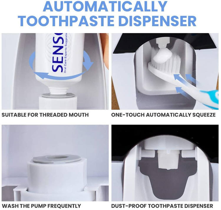 Dust Proof Automatic Toothpaste Squeezer Wall Mounted Toothbrush Dispenser Holder