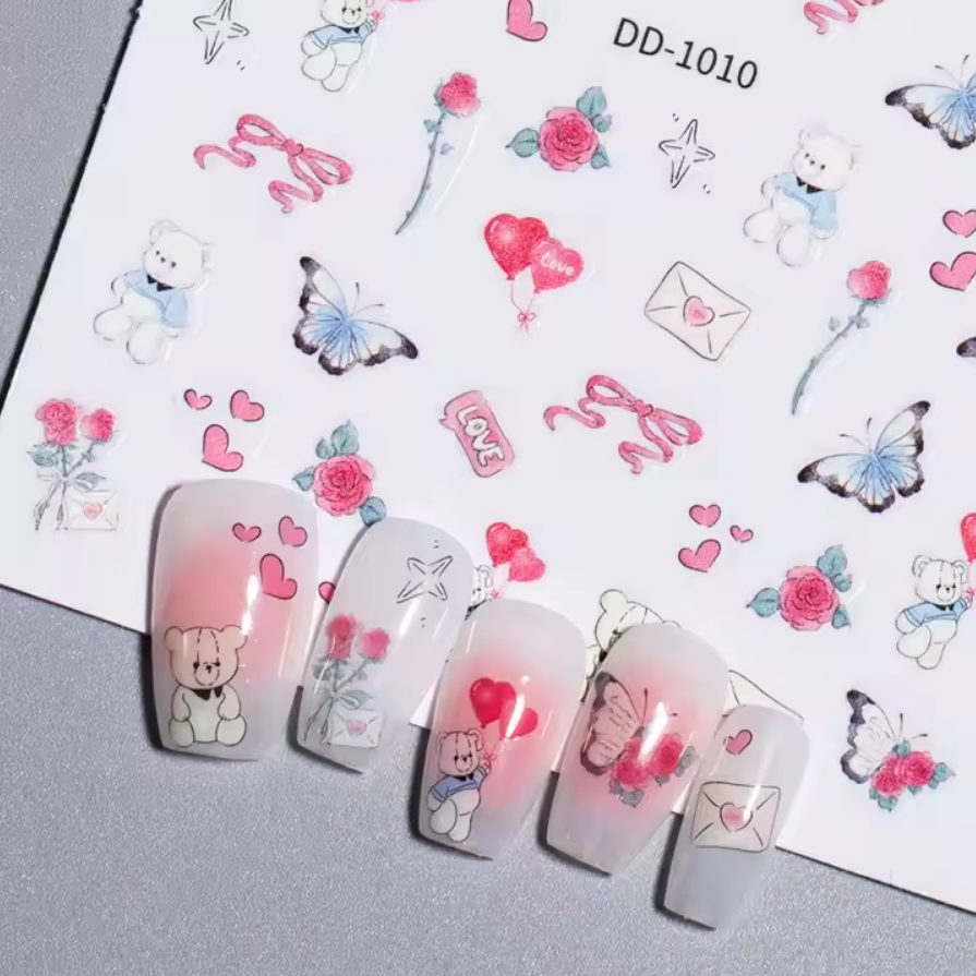 Cartoon Cute Nail Art Decorations Bow Back Glue Nail Art DIY Stickers