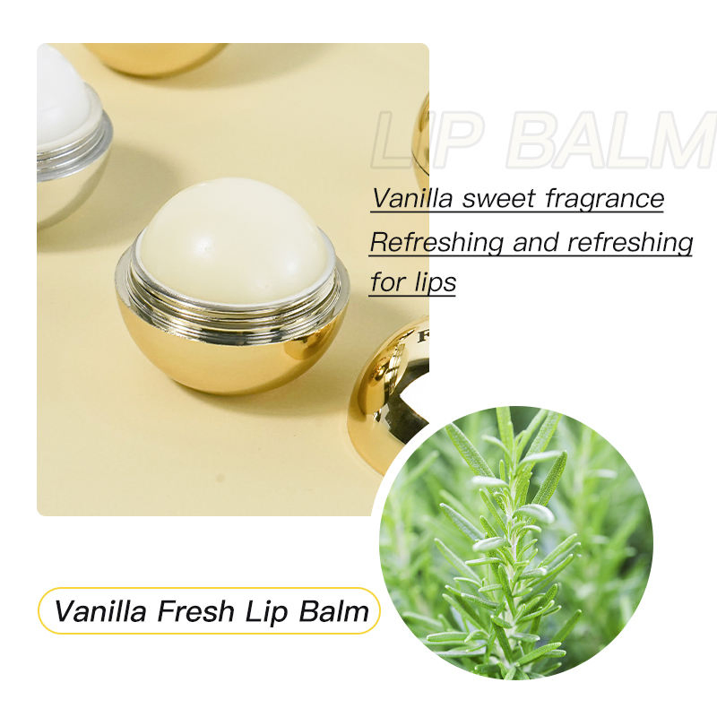 OEM Organic Vegan Chapstick Moisturizing Lip Cream Golden Silver Hydrating Lip Balm Round Ballnatural Plumping Lip Balm