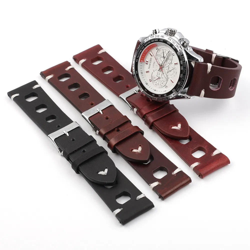 22mm New Arrival Holes Leather Watch Straps Breathability Leather Watch Bands