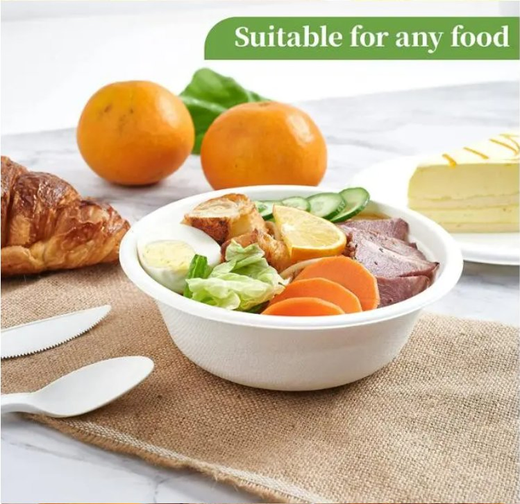 Disposable Biodegradable Compostable Sugarcane Bagasse Pulp Salad Soup Bowl with Lid