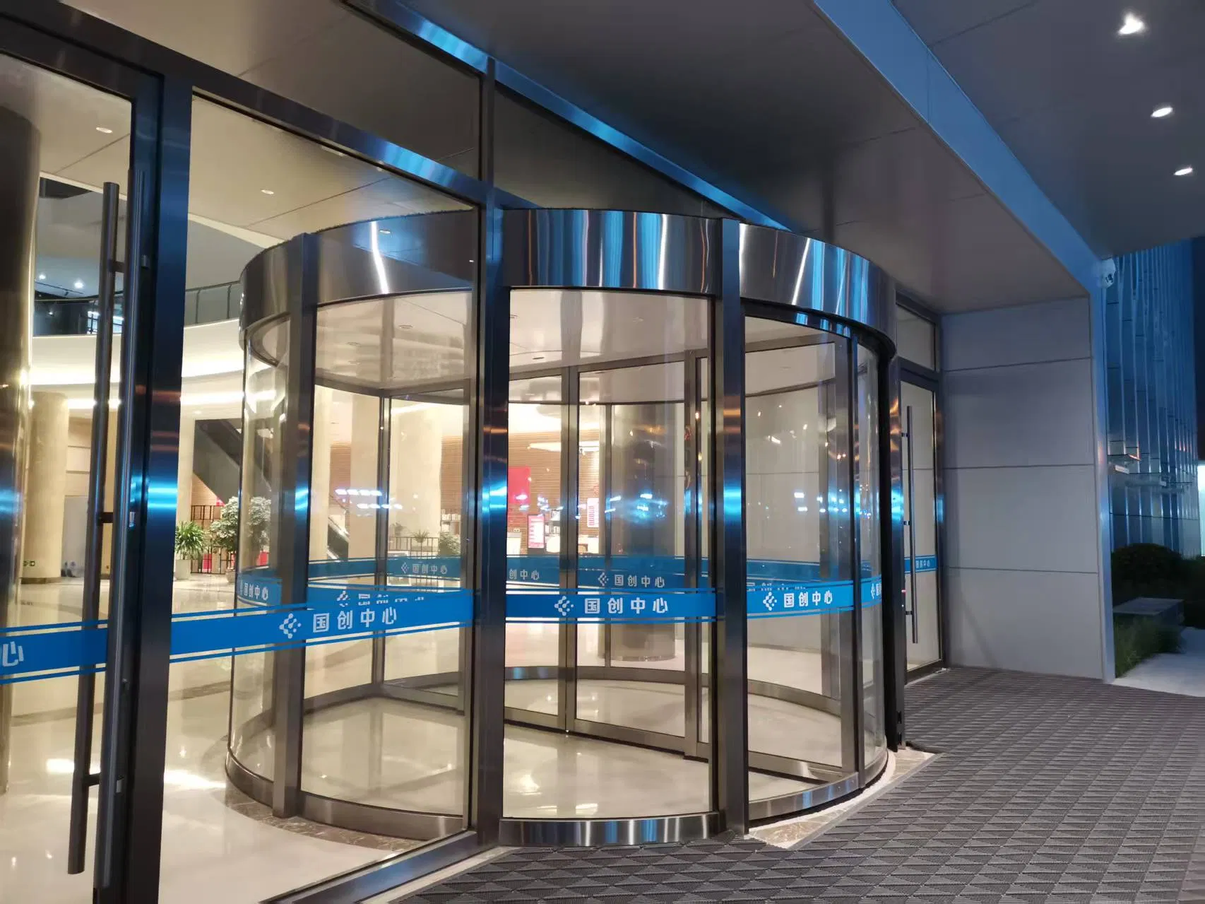 Two-Wing Electric Sensor Turnstile Automatic Revolving Glass Door for Hotel Shopping Mall Apartment