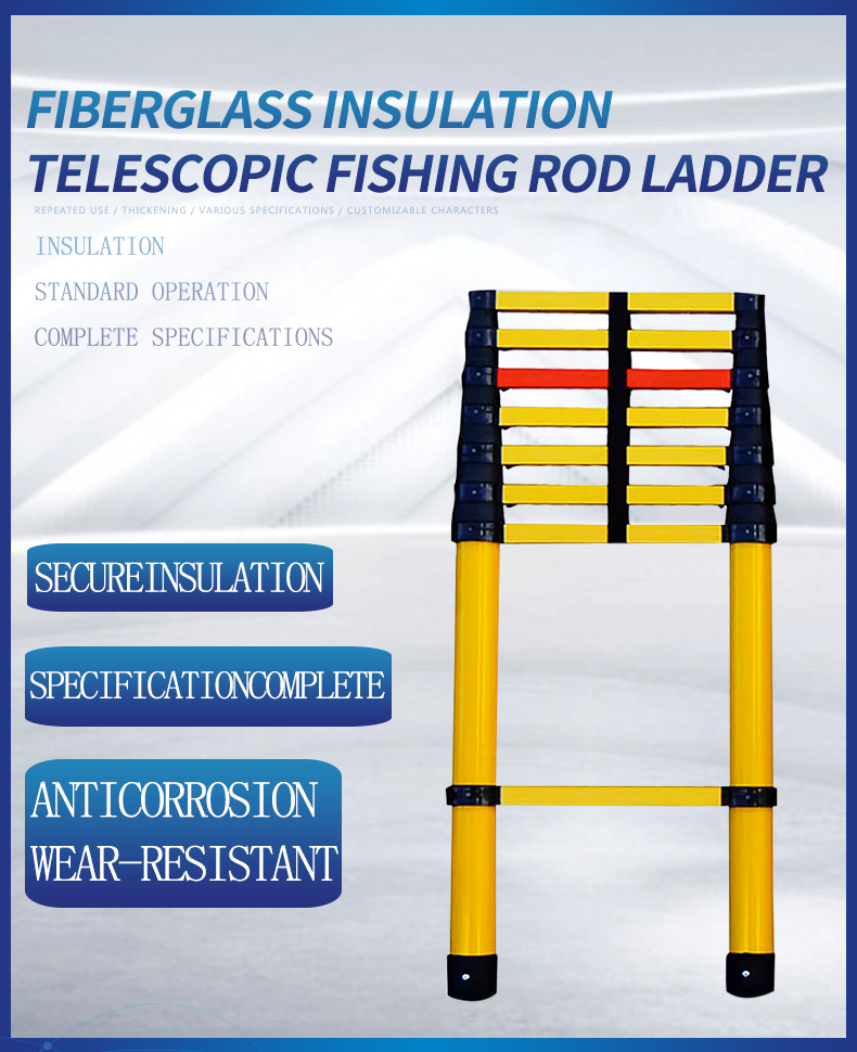 EXW Price Multipurpose FRP Material Telescopic Insulated Fishing Rod Ladder Climbing Ladder