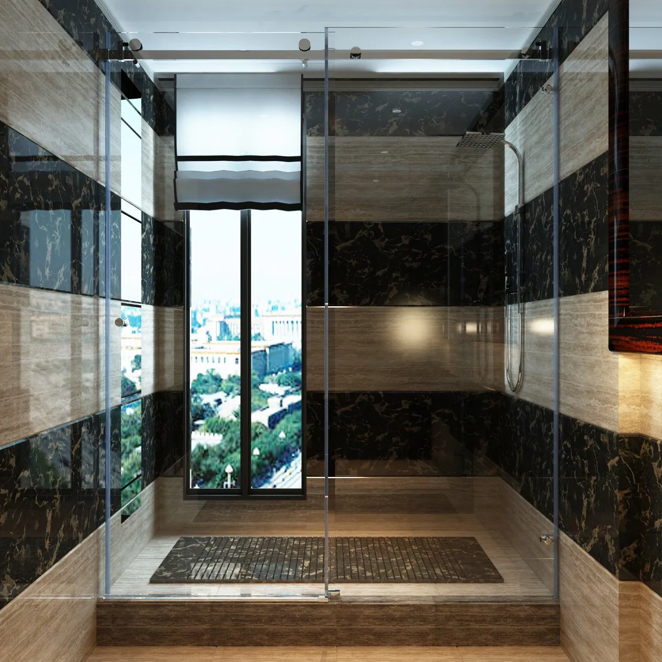 Home 6.6FT Sliding Hardware Shower Kit Brass Hinges Barn Door Roller