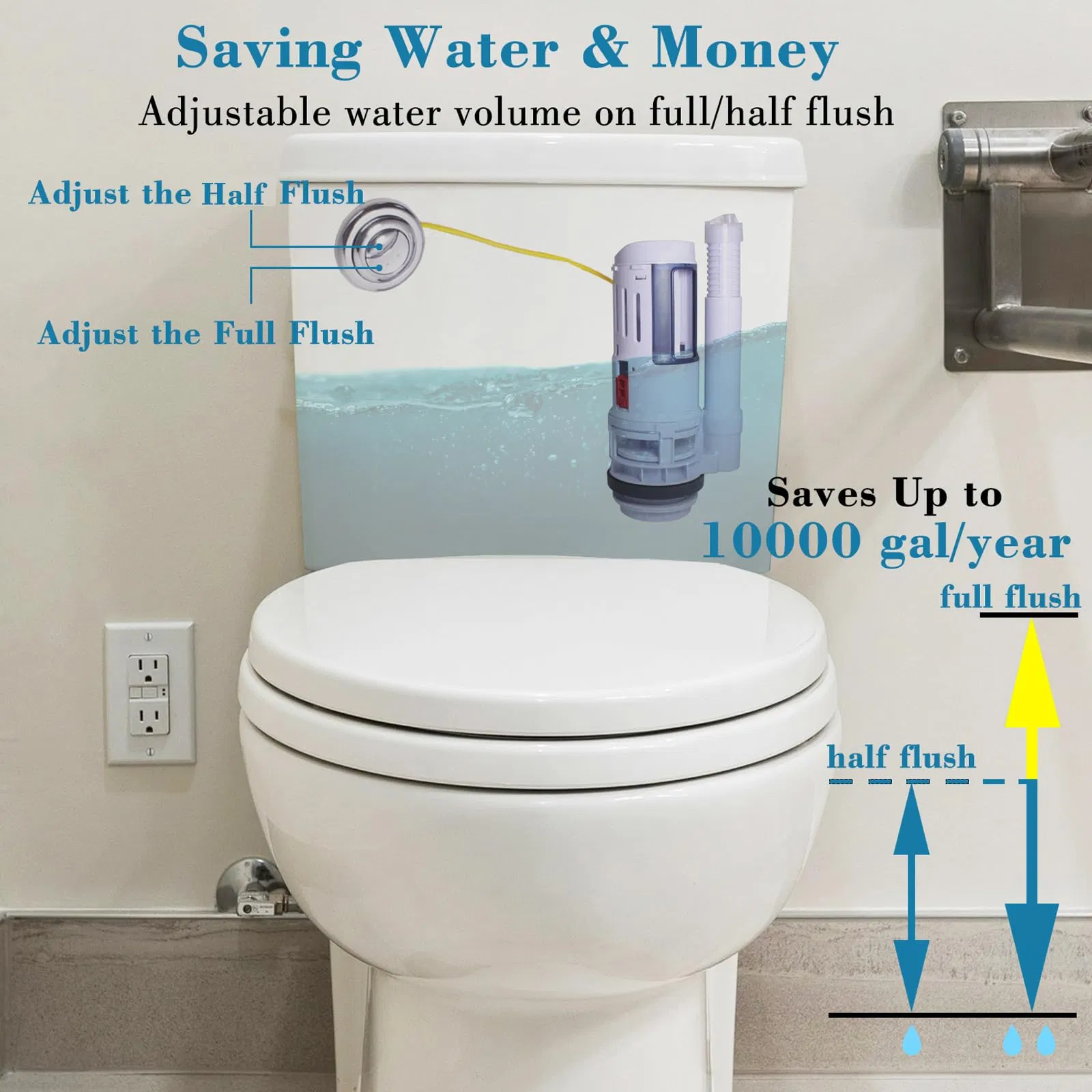 High-Quality Plastic Flush Valve with Reliable Push Button Mechanism