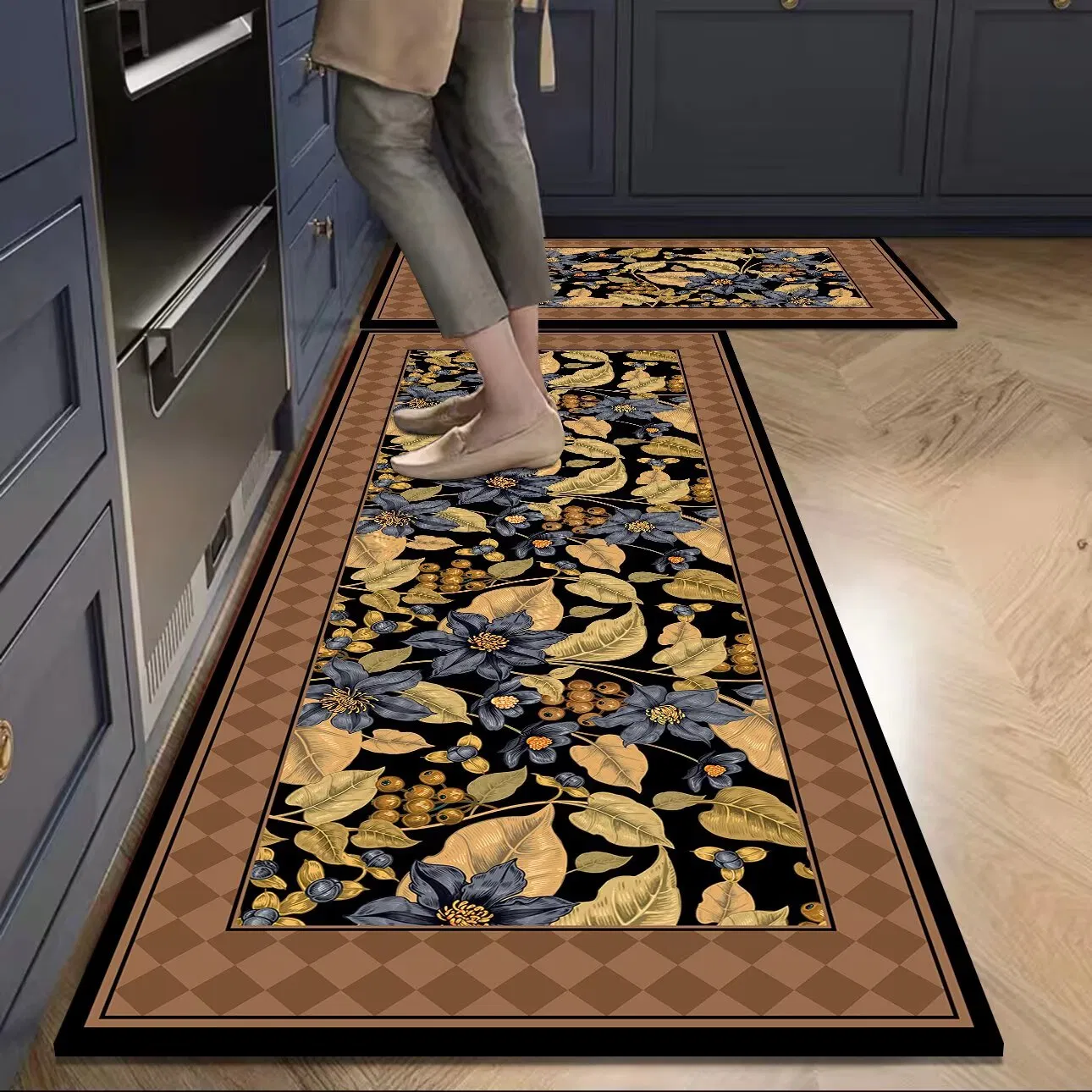 Kitchen Mats for Floor 2 Piece Set Accessoire Cuisine Kitchen Rug Runner Decor