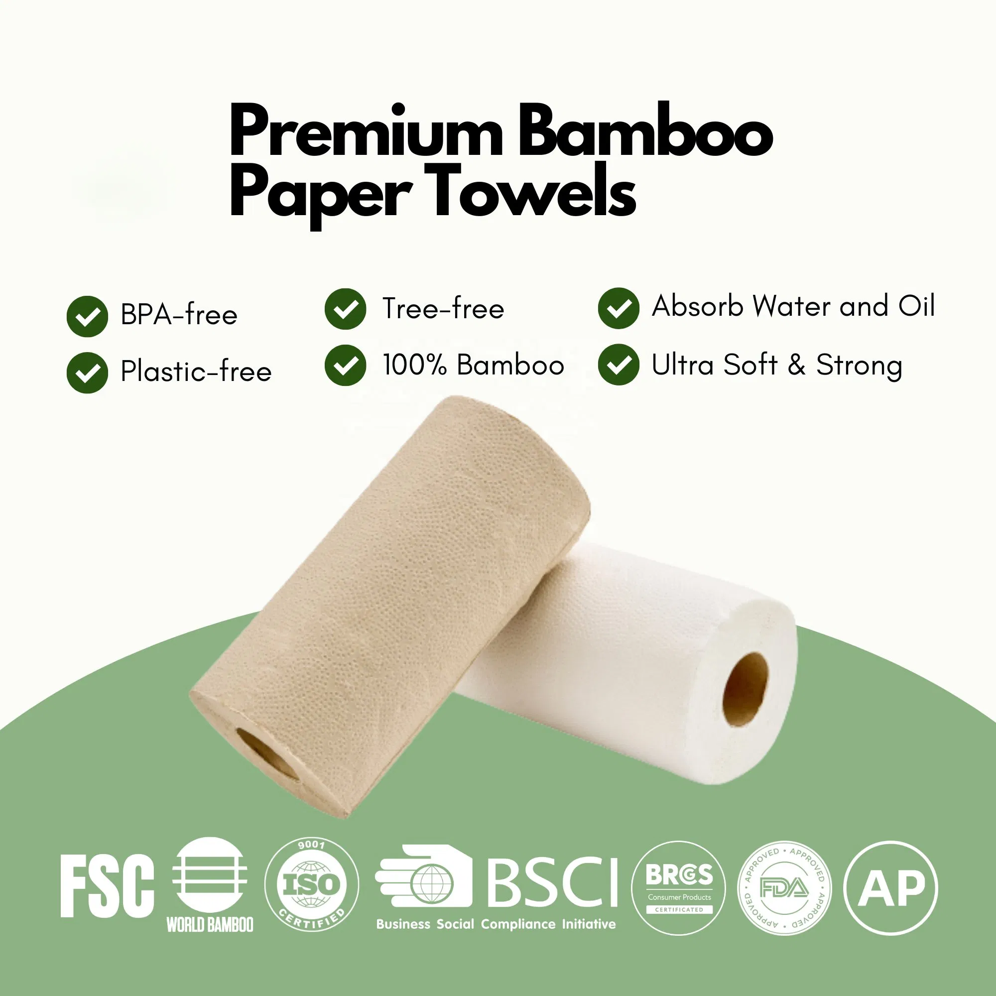 Custom Printed Paper Towels 2ply Bamboo Kitchen Tissue