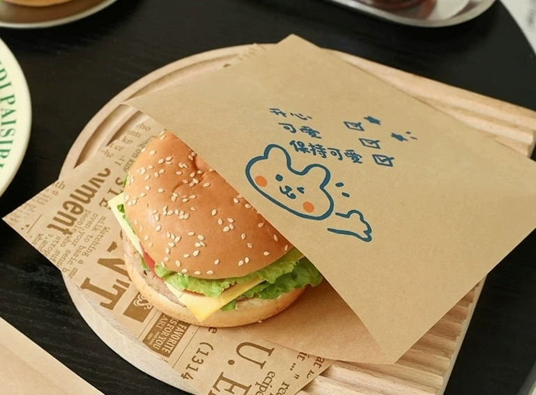 Custom Printed Food Wrapping Use Greaseproof Paper Baking Custom Burger Wrappers Paper