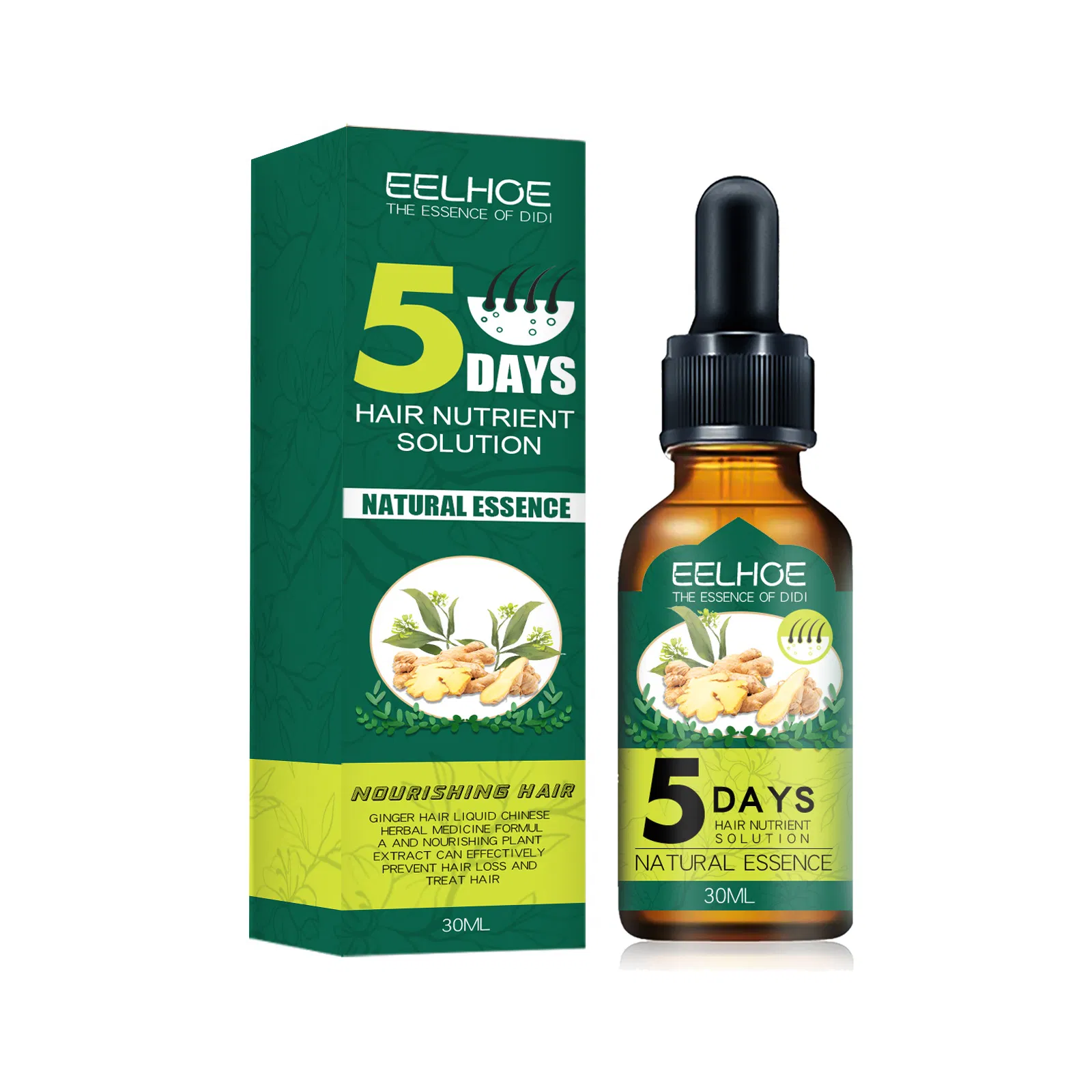 5 Days Anti Hair Loss Prevent Baldness Treatment Fast Growing Nourish Dry Damaged Ginger Hair Care Essential Oil