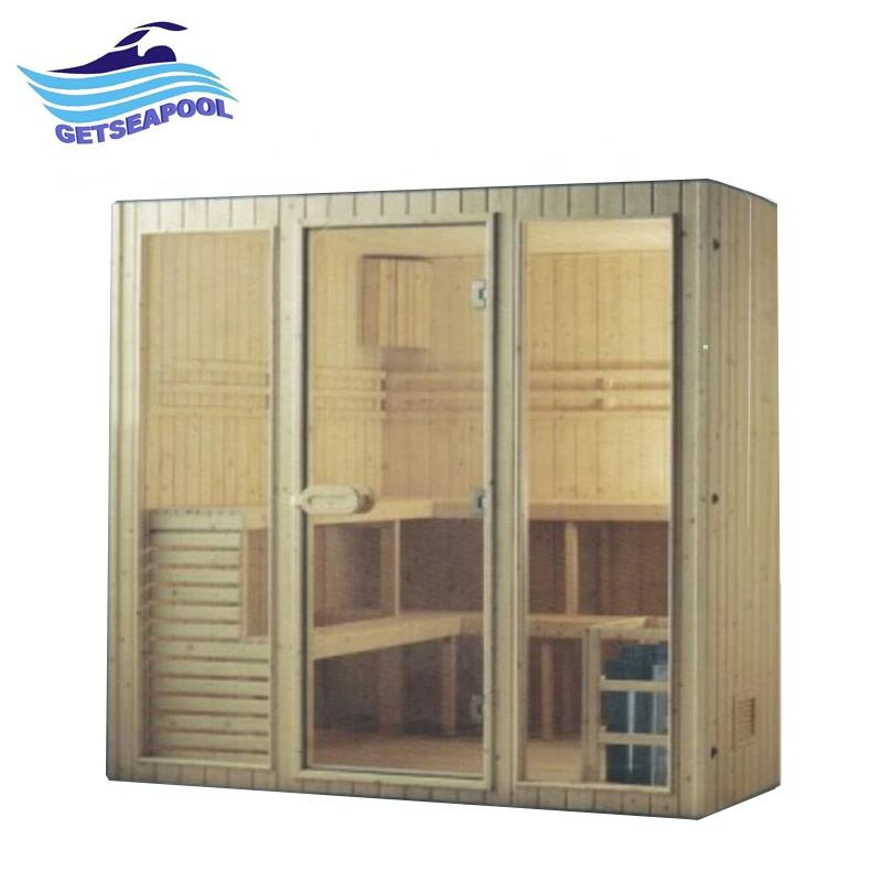 Сухая сауна на 6 человек из ели с панорамной дверью