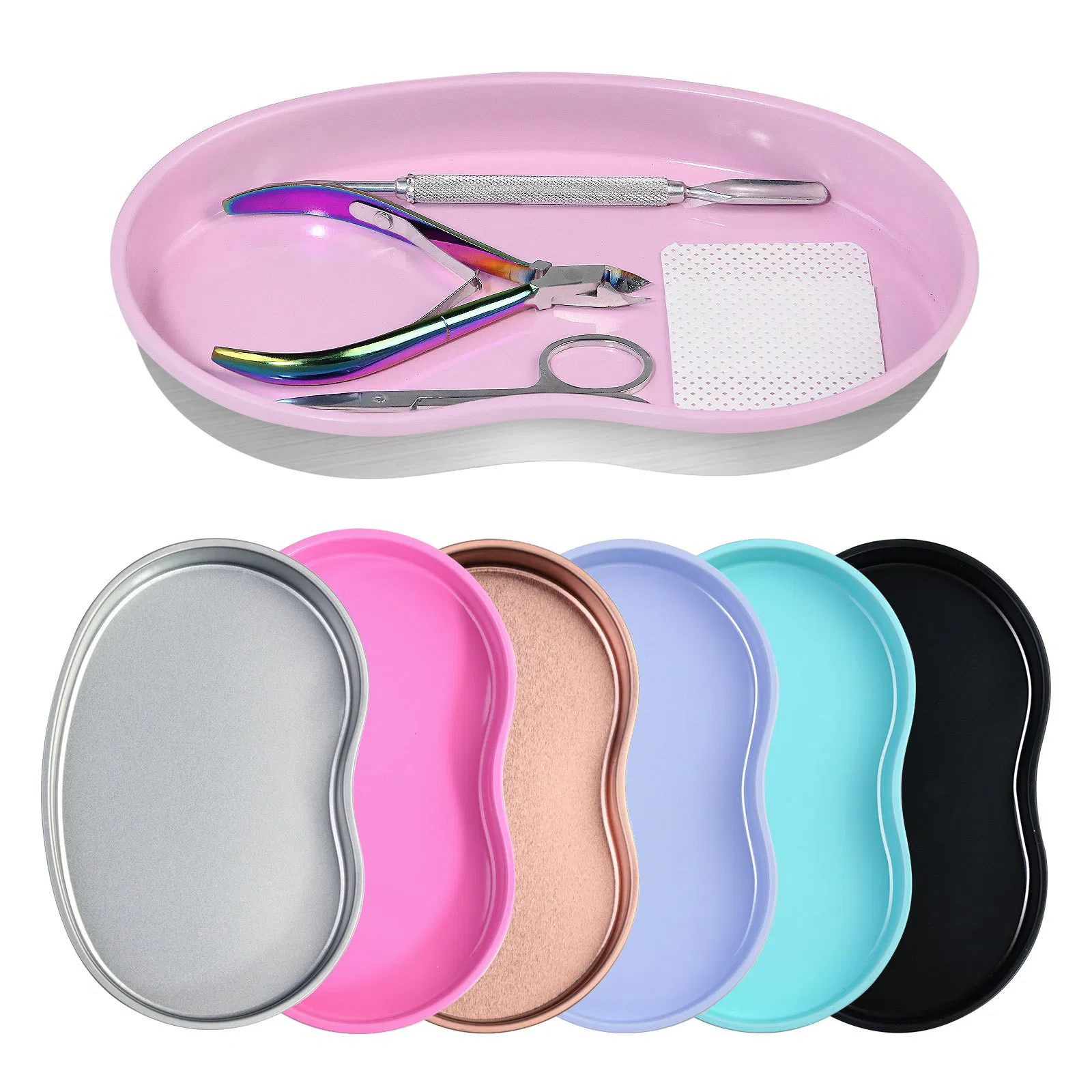 Wholesale Heart Shape Colourful Metal Nail Art Display Tray Nail Art Tool