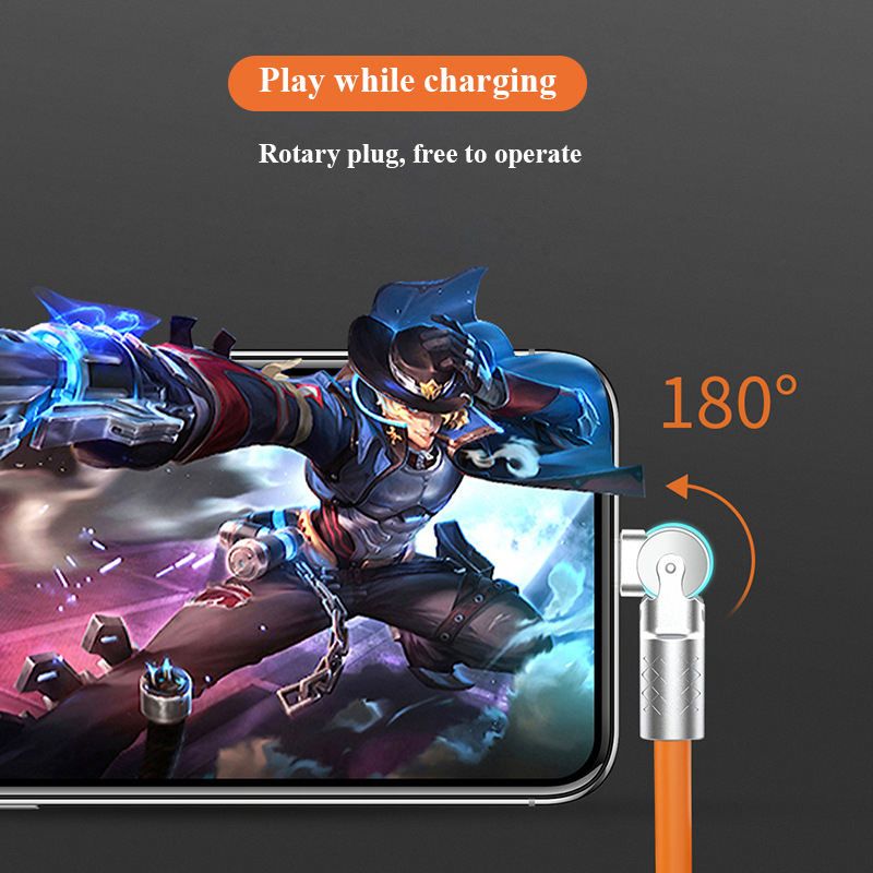 USB-C кабель с поворотным разъемом 180°, быстрая зарядка
