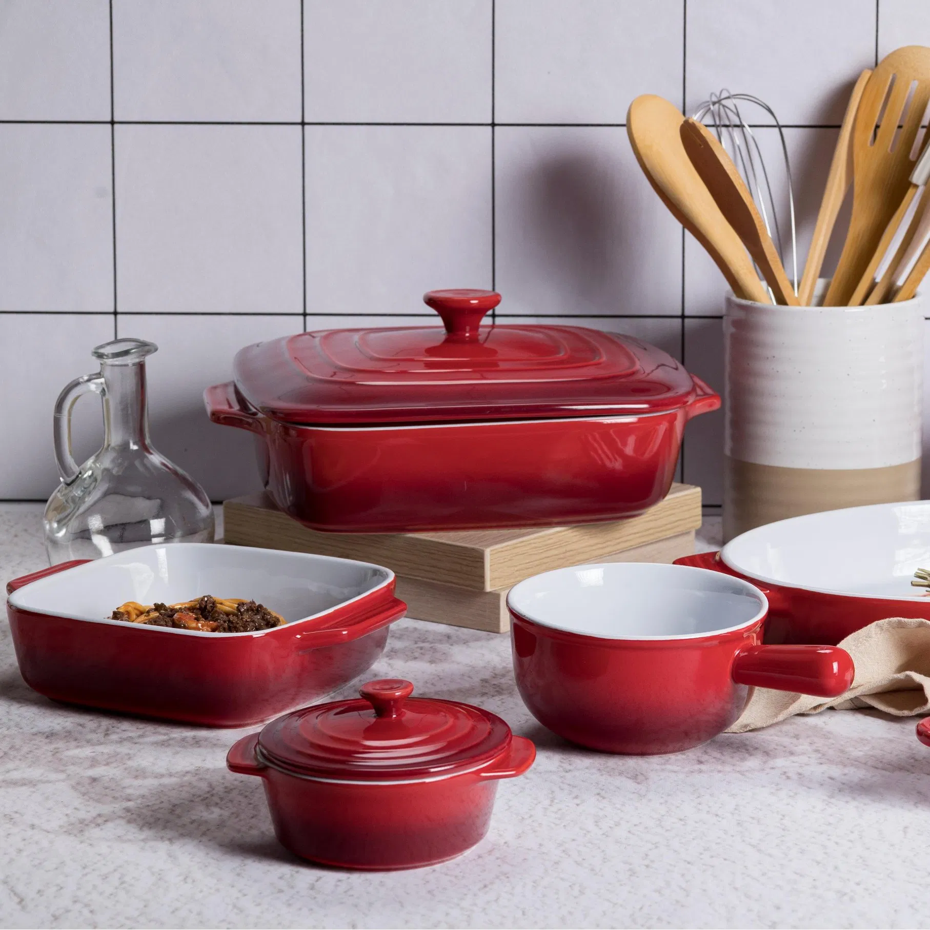 New Products Wholesale Kitchen Ceramics Baking Dish Set, Kitchenware Wholesale Ceramic Bakeware Set