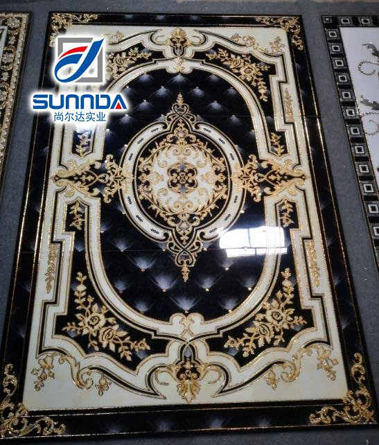 120X120cm Big Size Glazed Polished Golden Plating Floor Decorative Flower Carpet Porcelain Ceramic Tiles