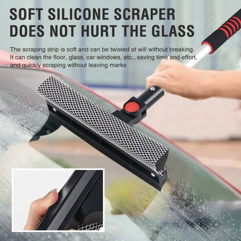 Soft Silicone Scraper, Rotary Brush Head, Multifunctional Window Squeegee
