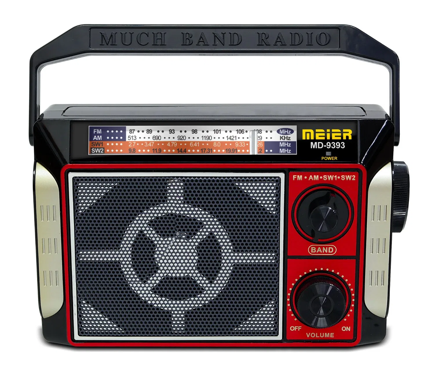 Meier MD-9393BT Portable 3-Band Am FM Sw Radio, High Volume, Wireless Connectivity, TF Card and MP3 Player, Rechargeable Speakers