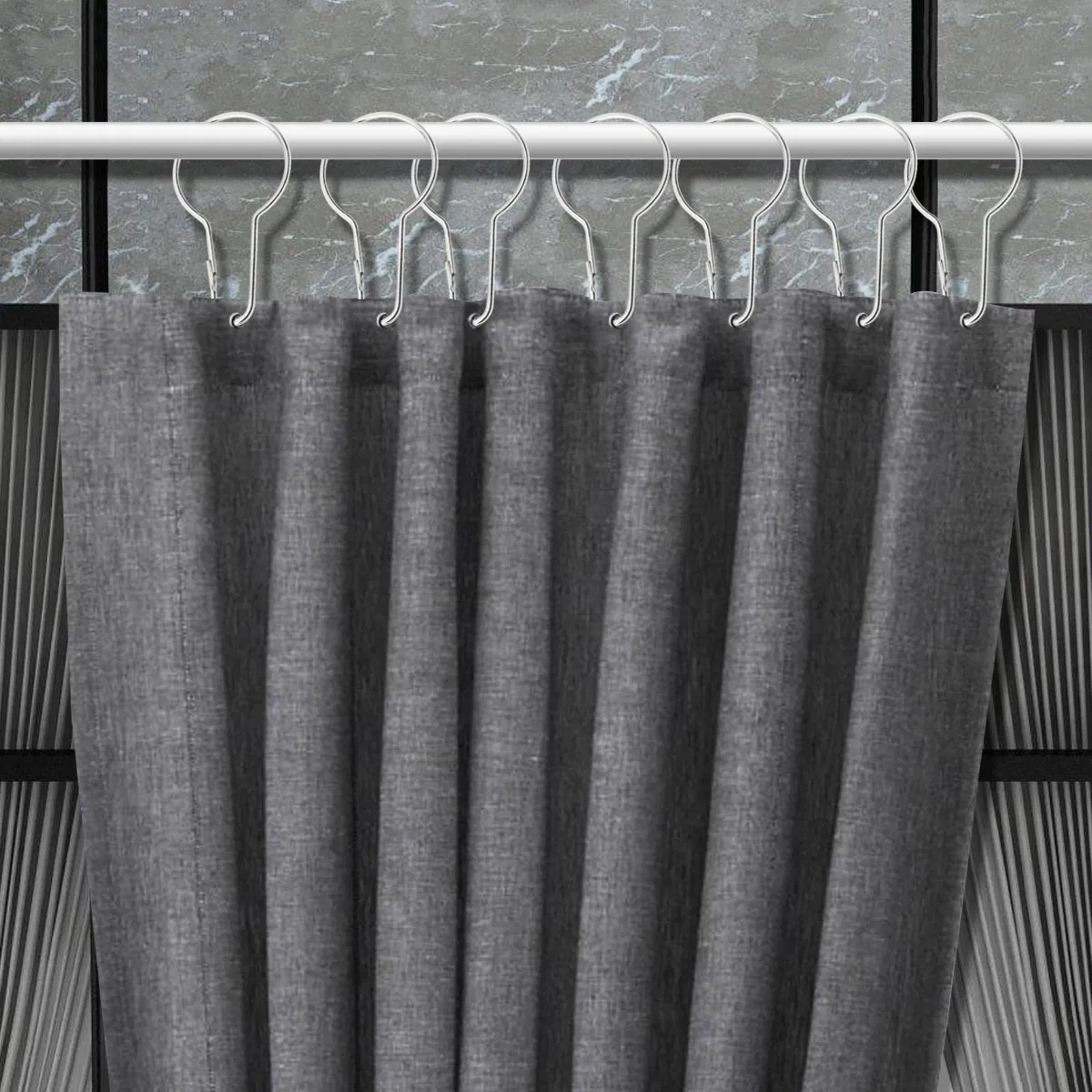 Rustproof Stainless Steel Curtain Hook Metal, Shower Curtain Hooks for Bathroom Shower Rod