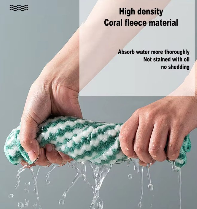 Premium Microfiber Kitchen Cleaning Towel Ultra Absorbent Polyester Hand Towels Gentle Square Knitted for Home Use OPP Bag