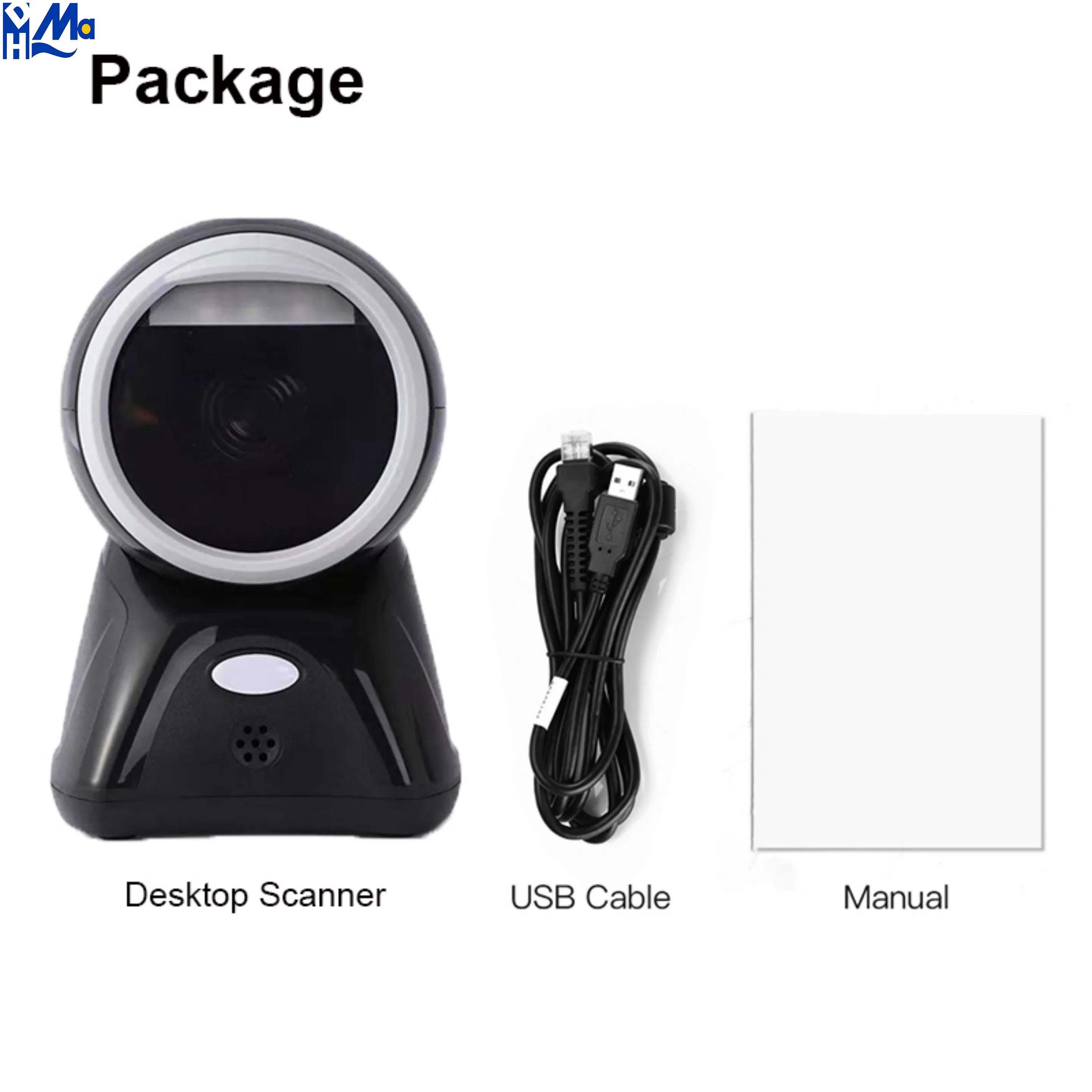 1d 2D Omnidirectional Scanner Qr Code Reader Rugged Desktop Barcode Scanner for Hospital Supermarket
