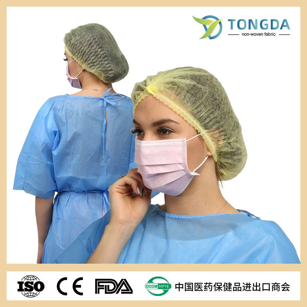 Hairnet Clip Medical Disposable Mob Cap Non-woven Double Elastic Disposable Ce OEM Head Cover