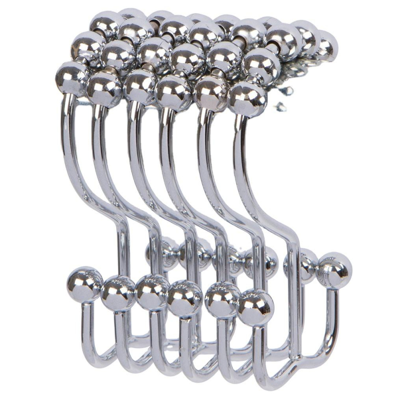 Wholesale Stainless Steel Double Hooks Design Shower Curtain Hooks Rings