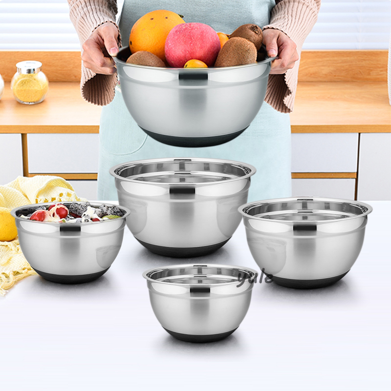 Stainless Steel Mixing Bowl with Silicone Bottom Non-Slip