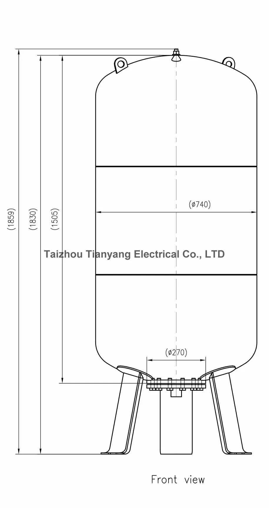 600 Liter Vertical Replaceable Bladder Membrane Expansion Vessels for Floor Heating Systems