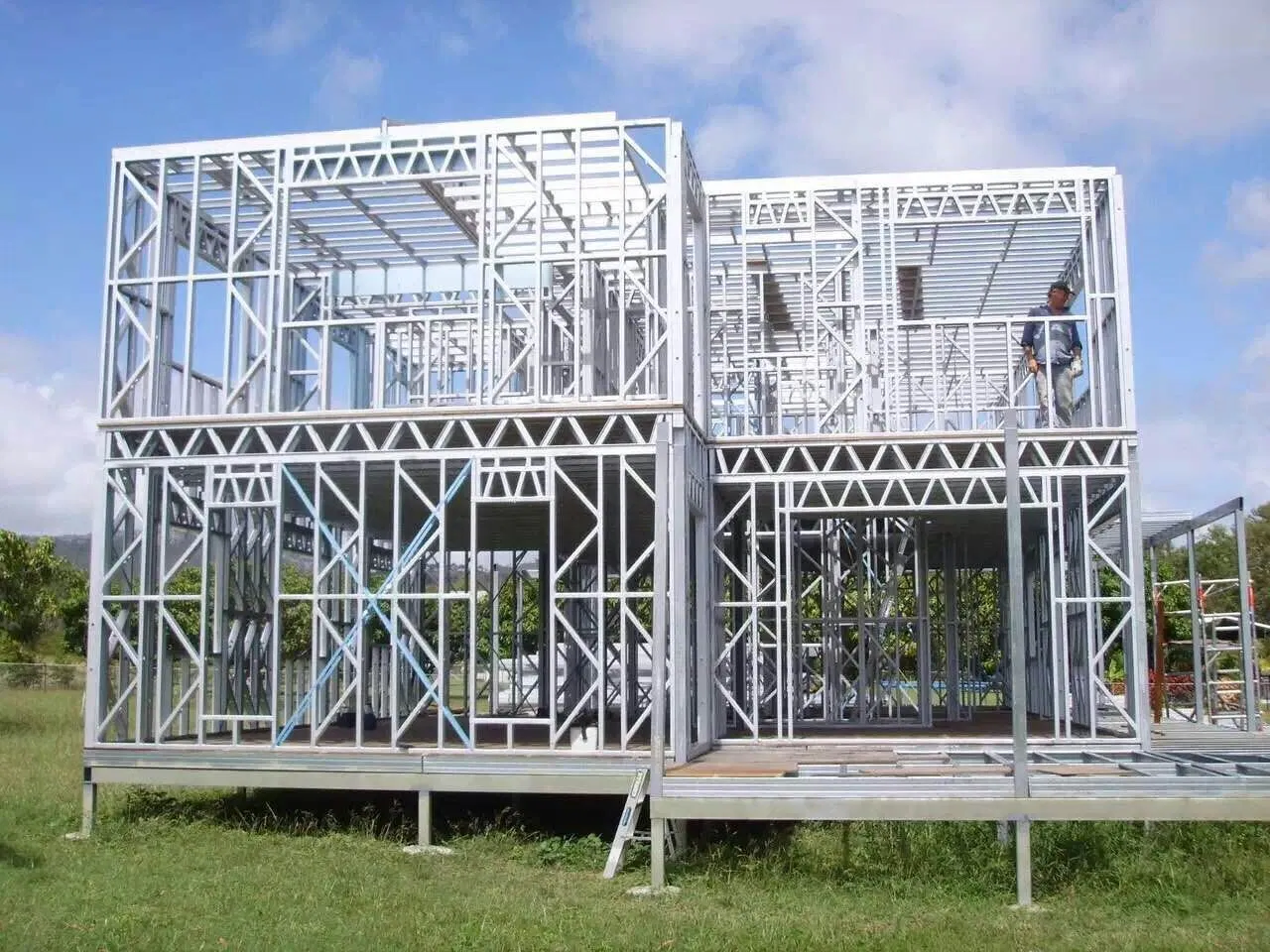 Prefab High Rise Two Story Metal Building Prefabricated Steel Structure