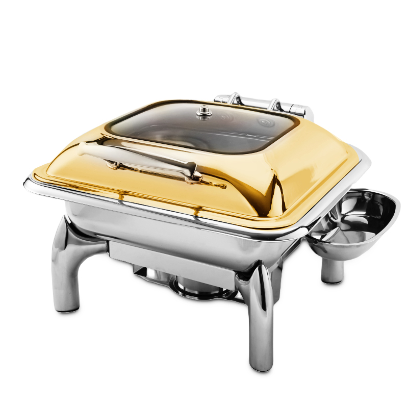 Daosheng Hotels Restaurants Luxury 6L Hydraulic Square Stainless Steel Food Warmer Buffet Heater Chafer Chafing Dish
