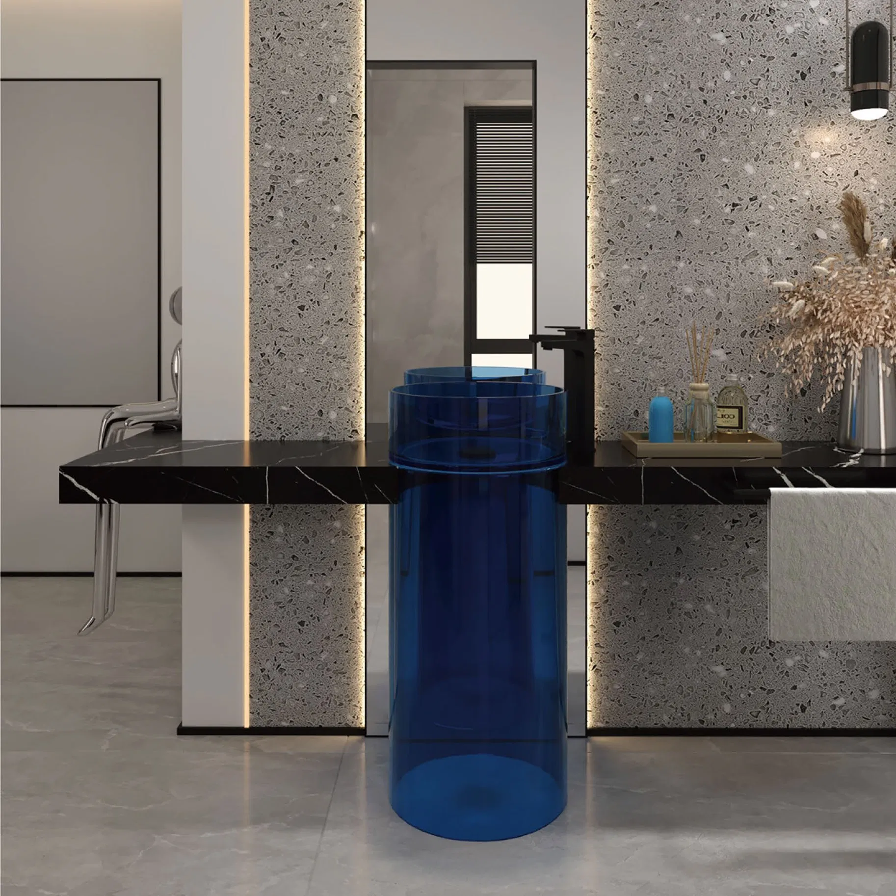 Раковина с акриловым основанием, прозрачная круглая