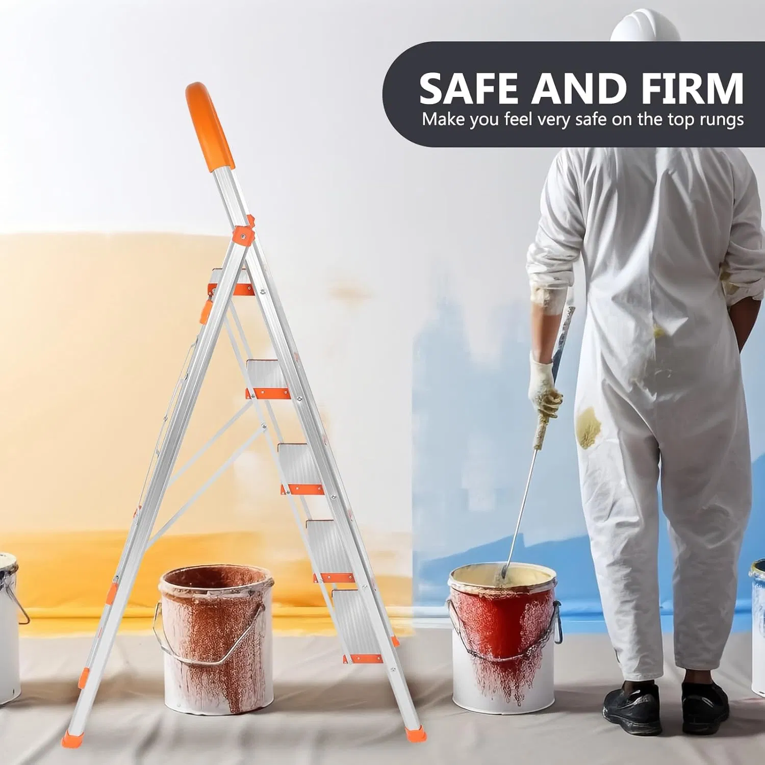 Aluminum Household Ladder 4-Step Folding Ladder with Non-Slip Feet (26470401)