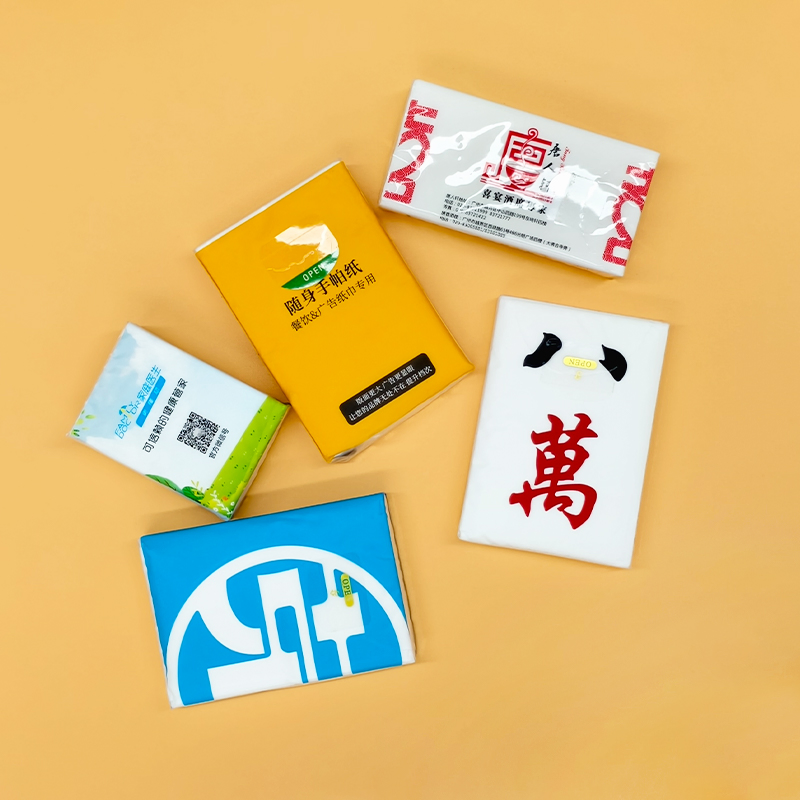 Custom Logo Mini Pocket Tissue Paper Individual Wrapped Disposable Small Pocket Tissue for Restaurant Hotel