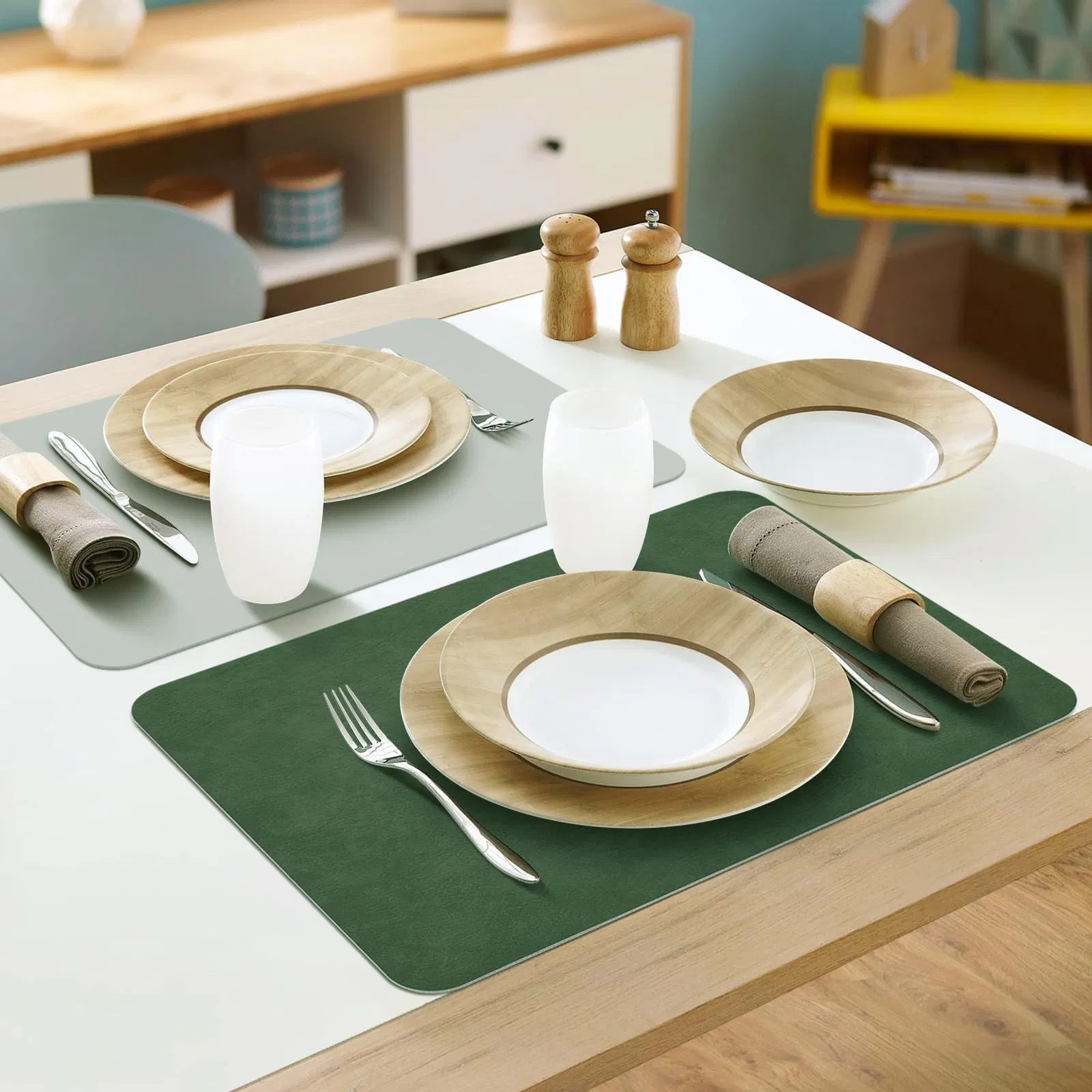 Custom Double Side Placemats Set Heat Resistant Reversible Place Mats Waterproof Wipeable Dining Table Place Mats for Home