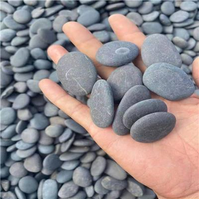 Unpolished Round Black Washed River Garden Pebbles, Black Washed Stones