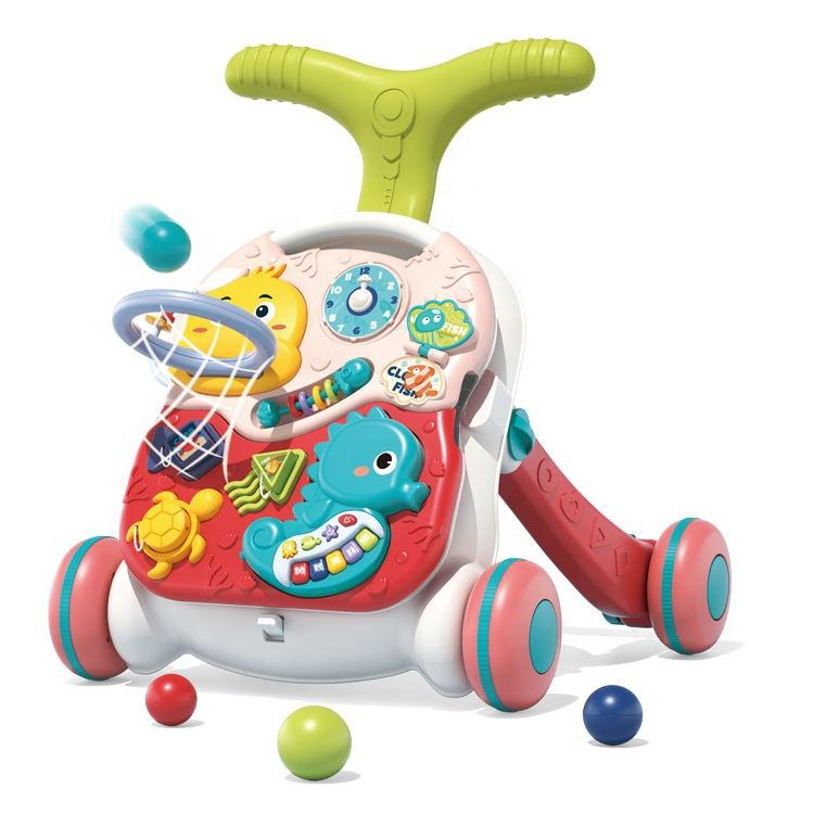 Samtoy 3 in 1new Multifunctional Adjustable Activity Table Sit to Stand Musical Baby Walkers for Kids