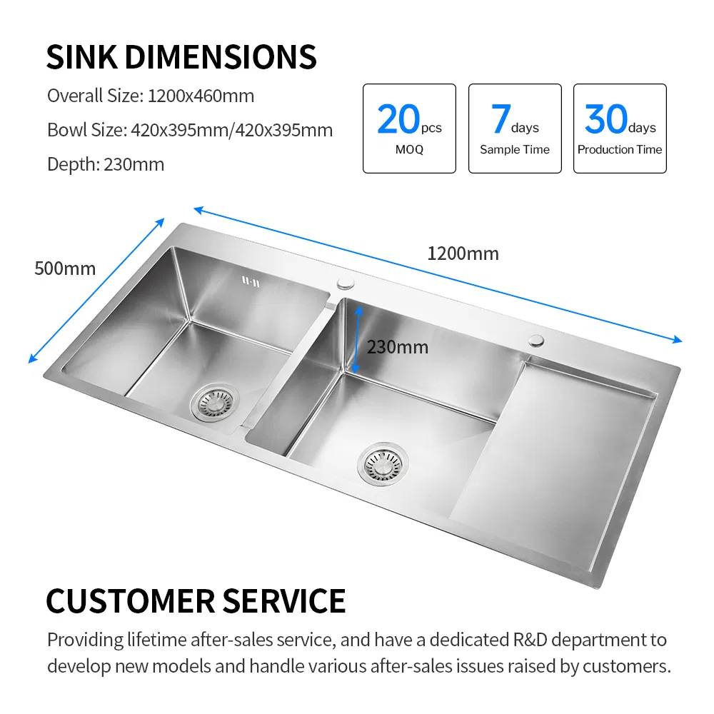 Double Bowl Drainboard Kitchen Sink 304 Stainless Steel Kitchen Sink Topmount Farmhouse Kitchen Sink