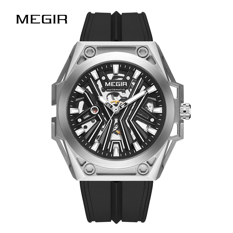 Megir 8603G Men's Sports Business Silicone Strap Multi Functional Automatic Mechanical Watch