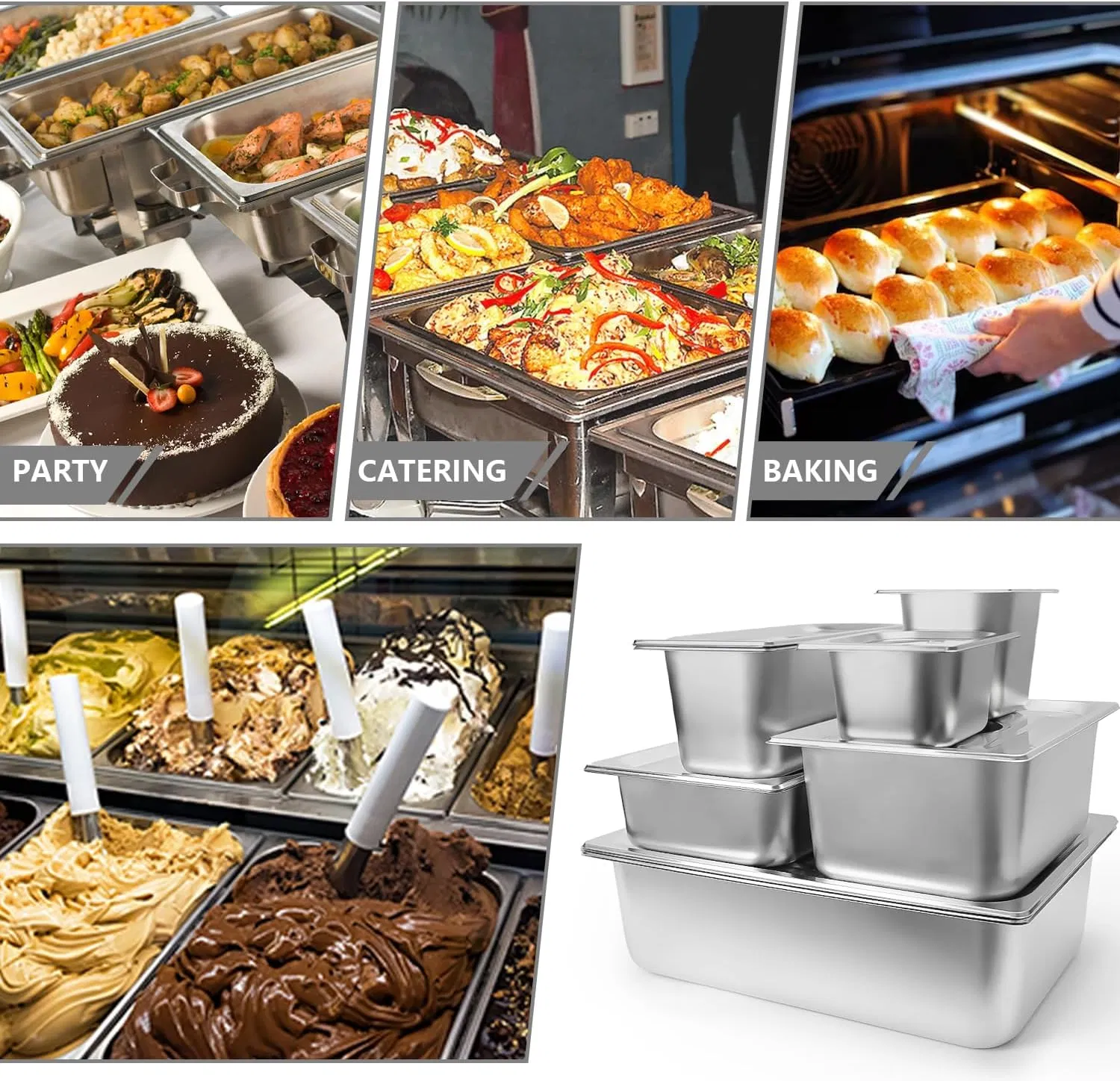 China Manufacturers Durable Non-Stick Surface Stainless Steel Gn Pan for Restaurant